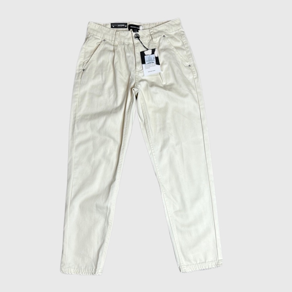 NWT Who What Wear Women’s Natural Waist Tapered Pants High Rise Cream Size 2